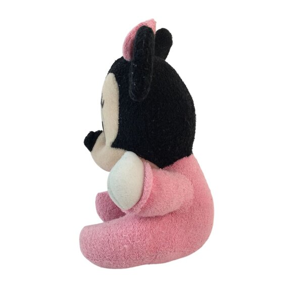 Vtg Mattel Disney Baby Mickey Minnie Mouse Plush w/Bibs Rattle Terry Cloth - Picture 12 of 15